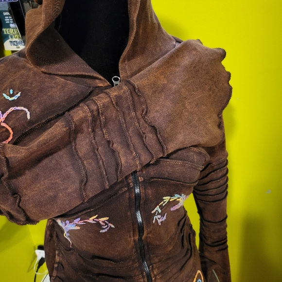 Nepal hippie festival raw hem peace hoodie - Picture 5 of 8